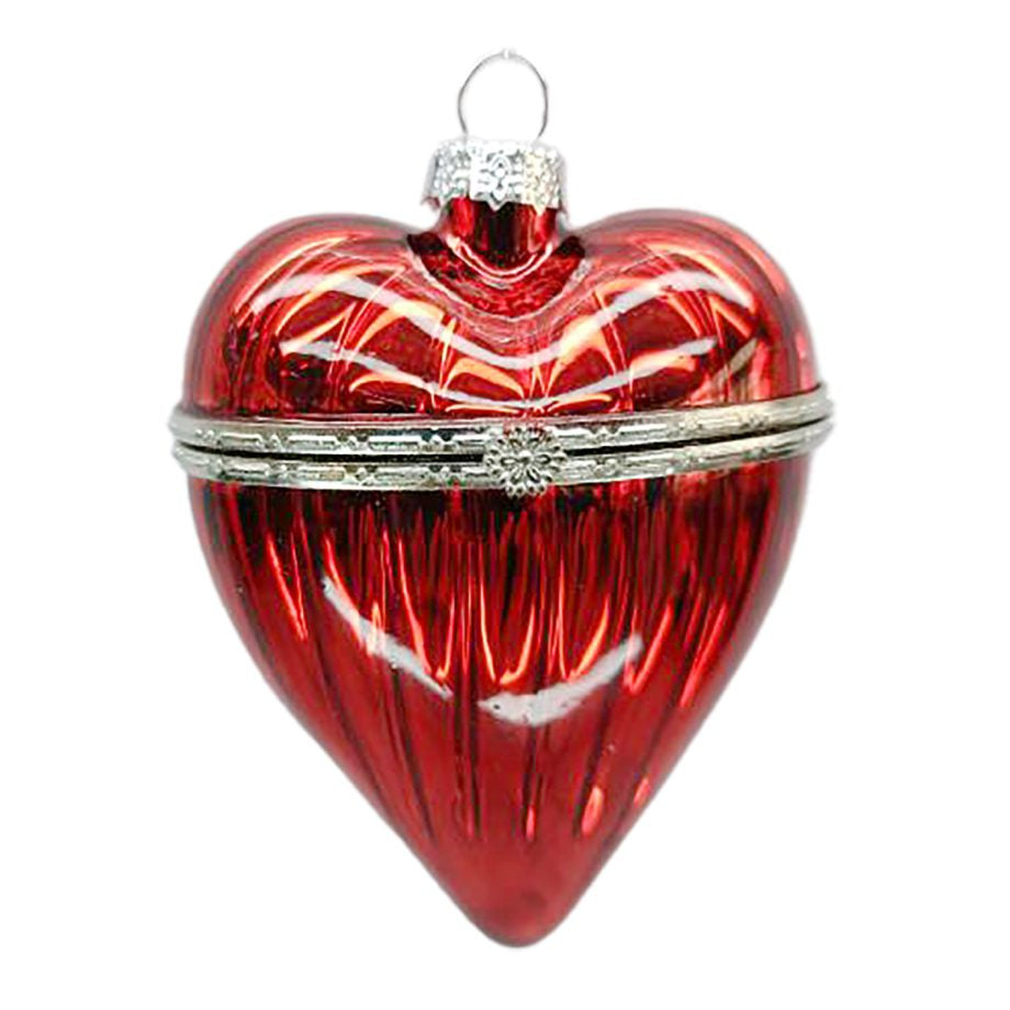 Red Glass Heart Gift Box Ornament