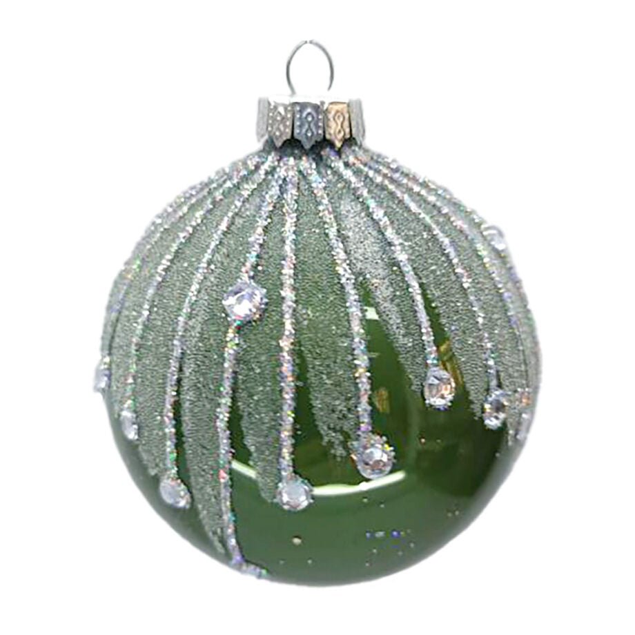 Frosted Green Glass Ball Ornament