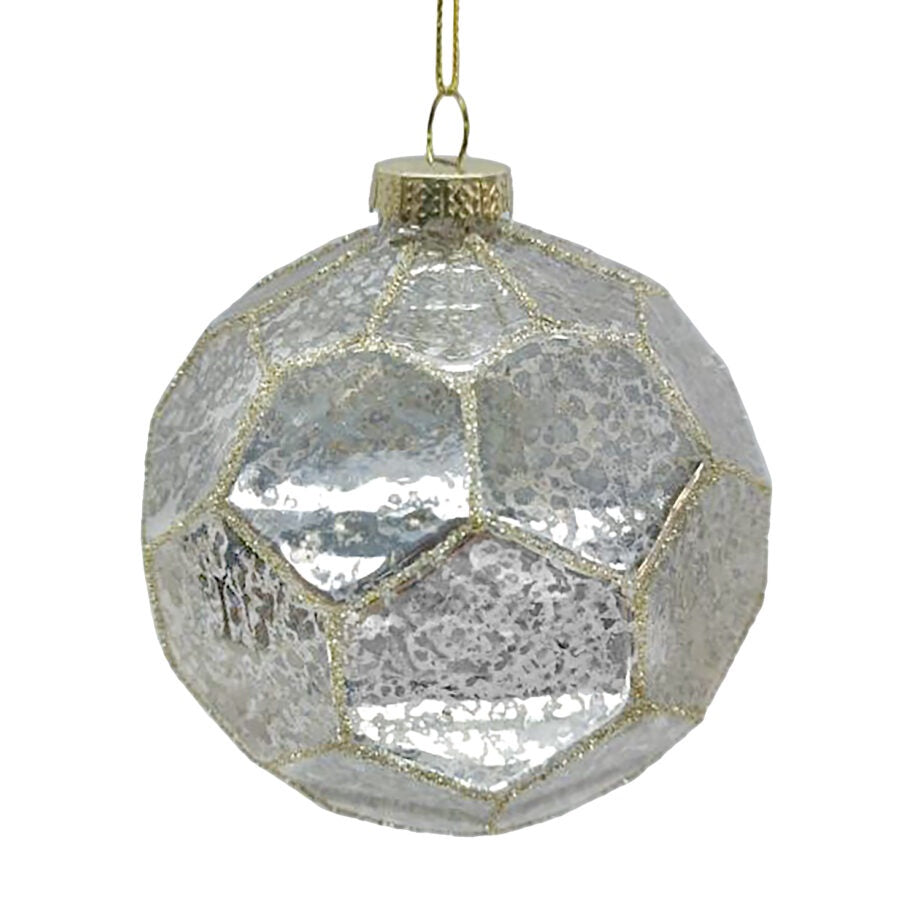 Faceted Silver Mercury Glass Ornament