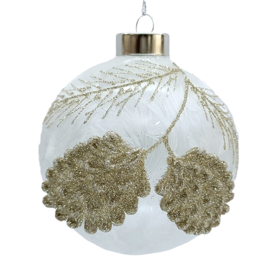 Golden Pine Frosted Glass Ornament