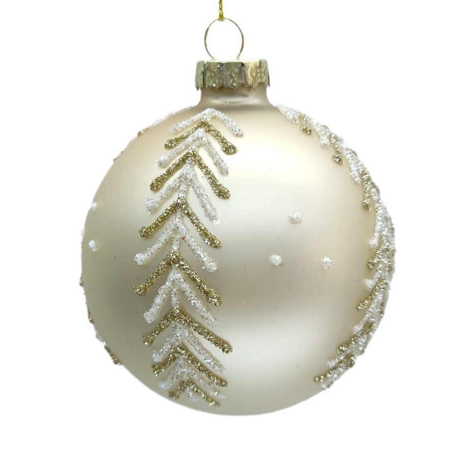 Champagne Glitter Evergreen Ball Ornament