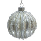 Frosted Silver Ribbed Glass Ball Ornament