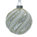 Frosted Champagne Swirl Glass Ball Ornament