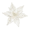White Beaded Poinsettia Clip – 9.5"