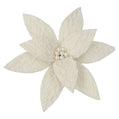 Ivory Textured Poinsettia Clip