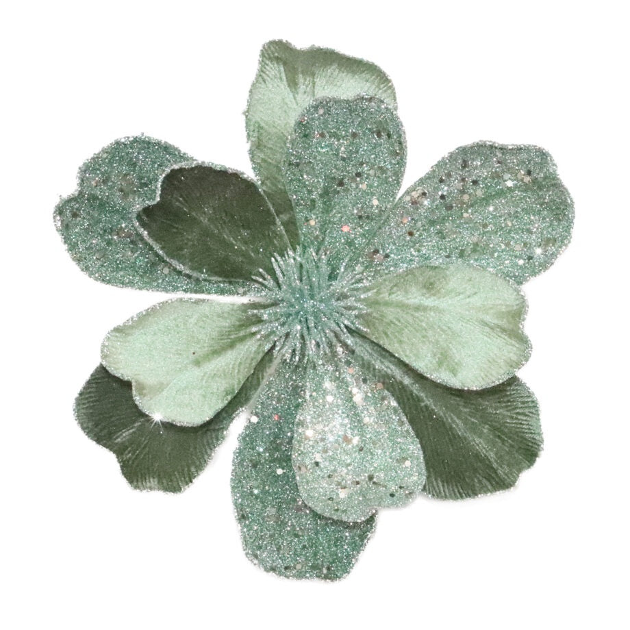 Sage Velvet Magnolia Clip