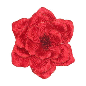 Textured 8" Red Velvet Magnolia Clip