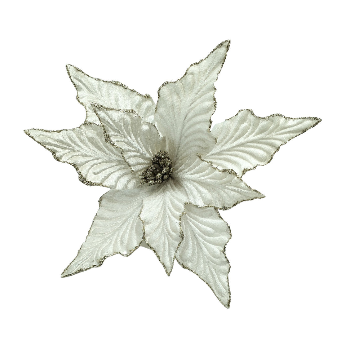 Velvet Cream Poinsettia Clip