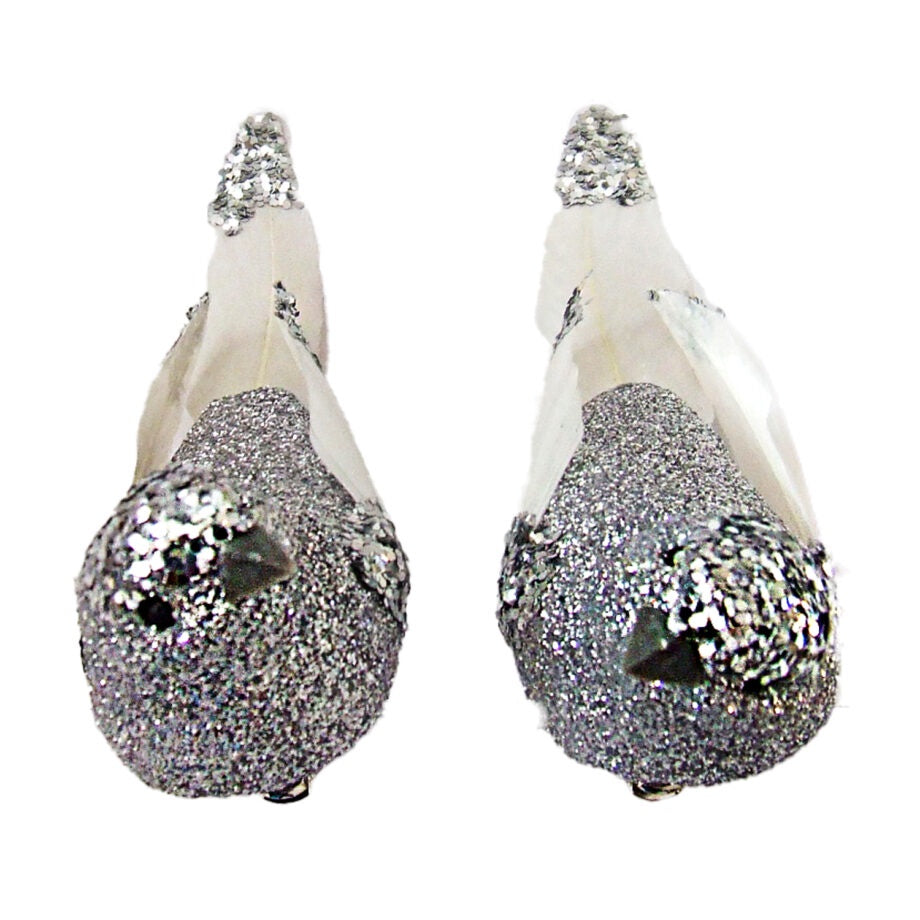 Silver Glitter Bird Clip