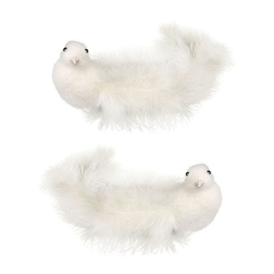 Wispy White Feather Bird Clip