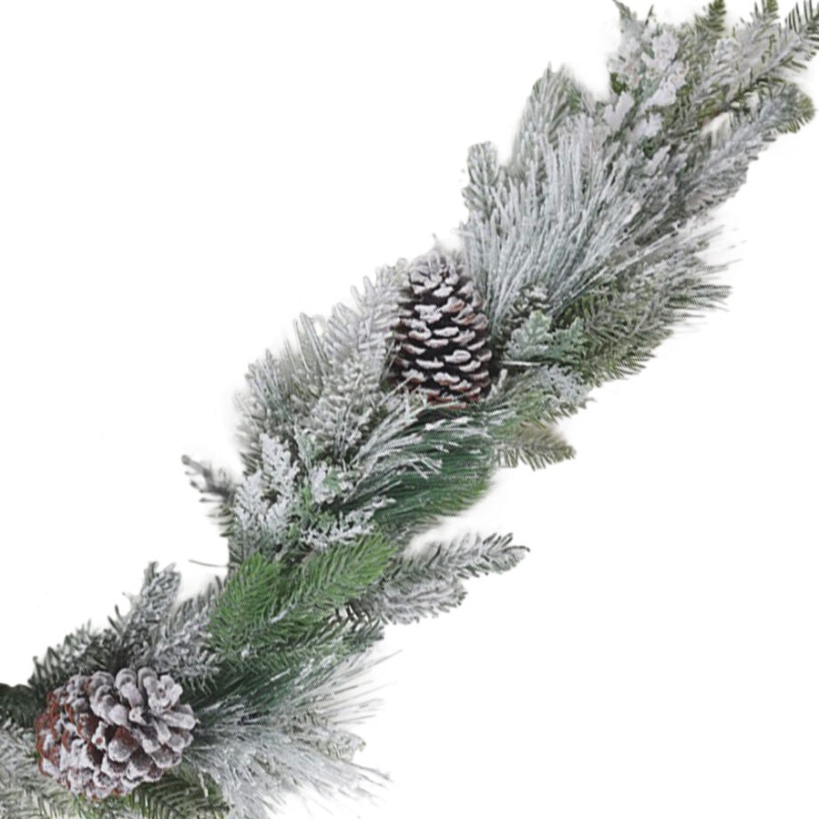 59″ Flocked Mixed Pine Garland with Pine Cones