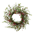 Red Berry Mixed Leaf Wreath 24"