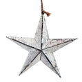 White Washed Wooden Star Ornament 6.5"