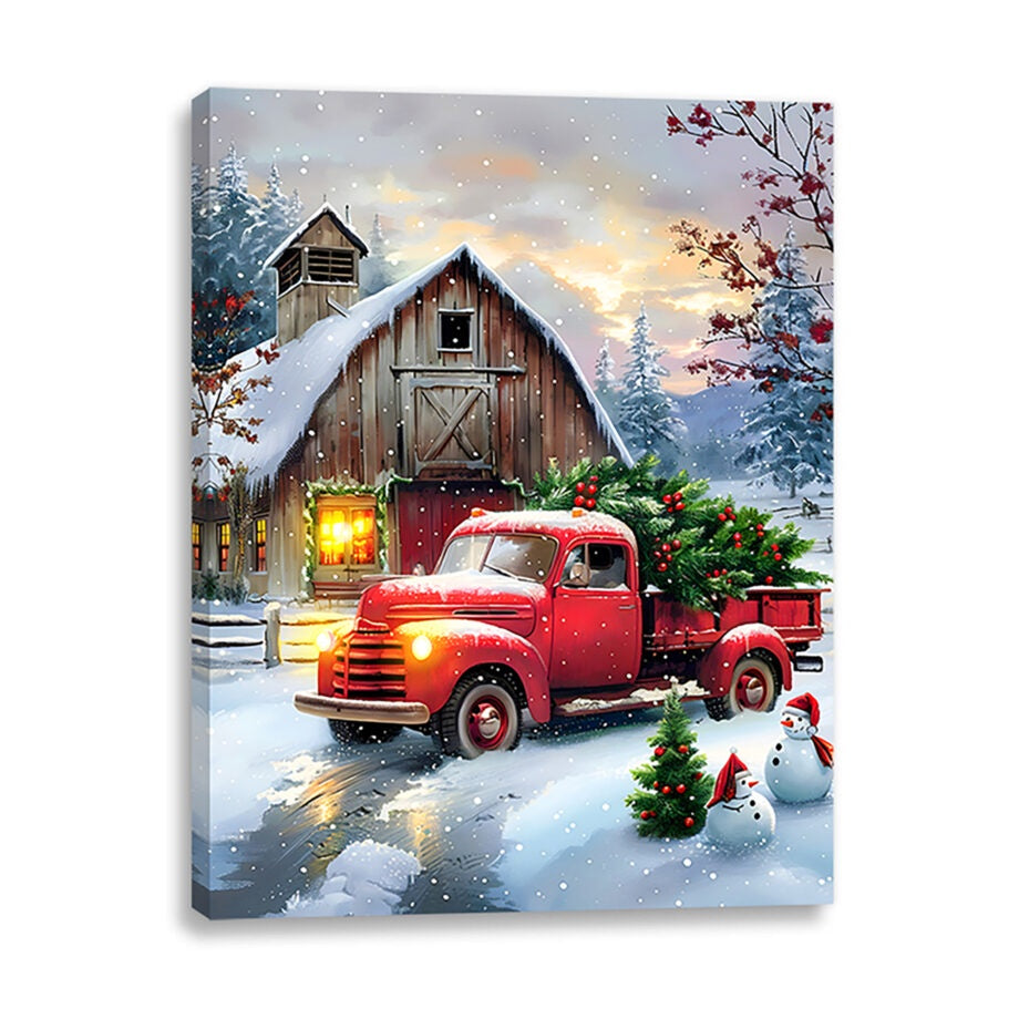 Farmyard Lit Canvas Picture