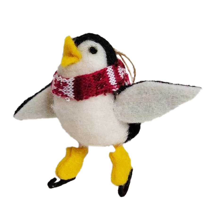 Skating Felt Penguin Ornament