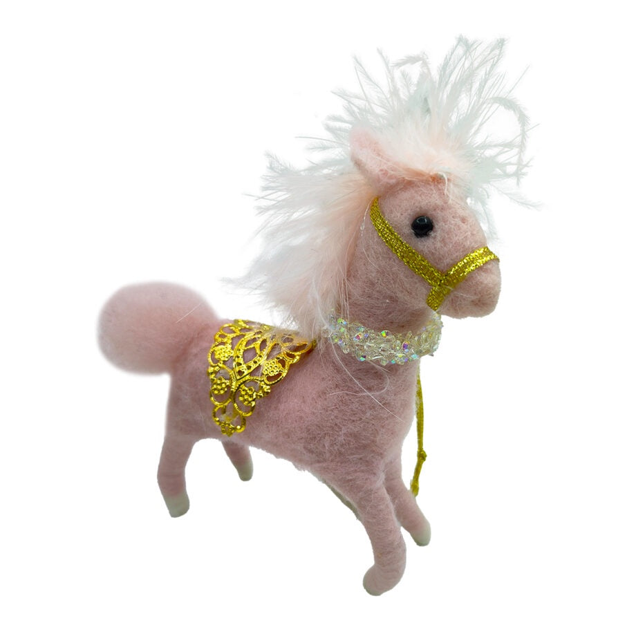 Pink Felt Pony Ornament