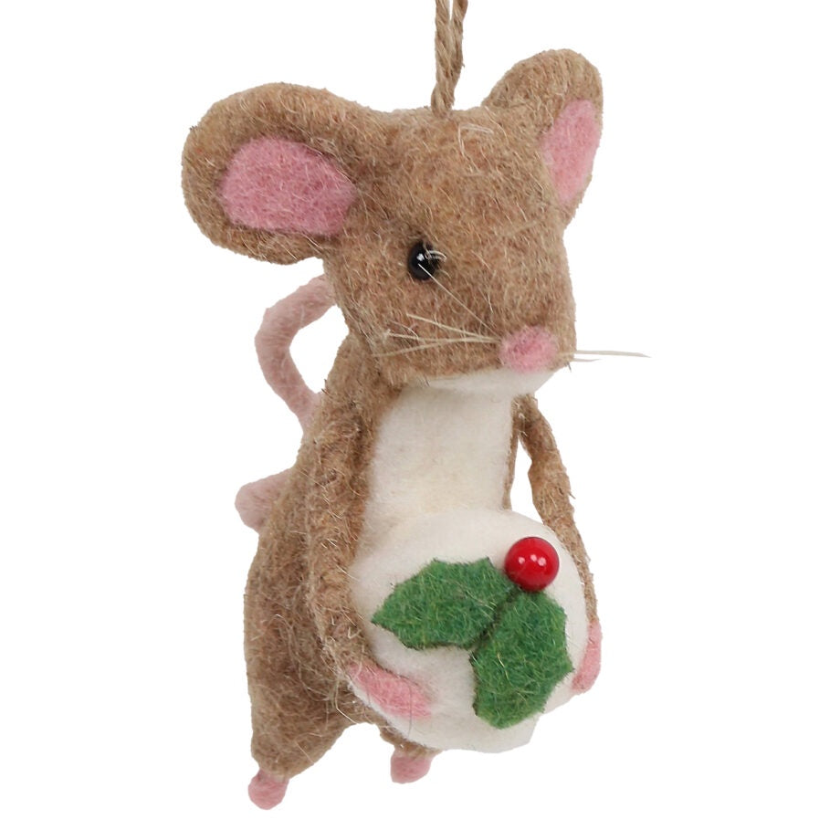 Felt Bakery Mouse Ornament w Cake