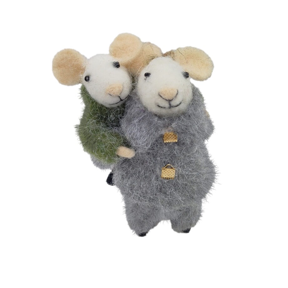 Two Cozy Mice Felt Ornament