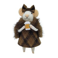 Hazel Plaid Felt Coffee Mouse Ornament