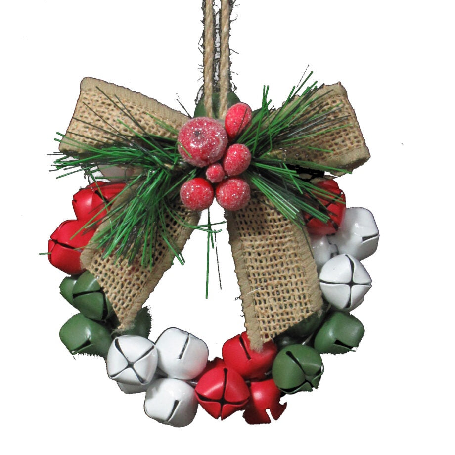 Red & Green Bell Wreath Ornament
