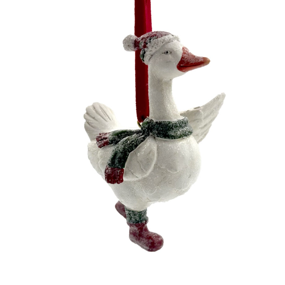 Santa Hat Goose Ornament
