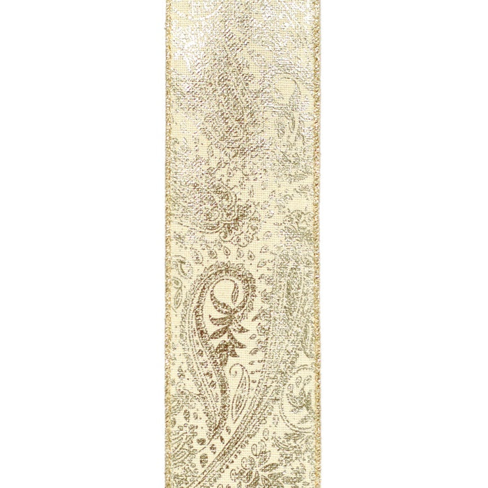Gold Paisley Wired Ribbon