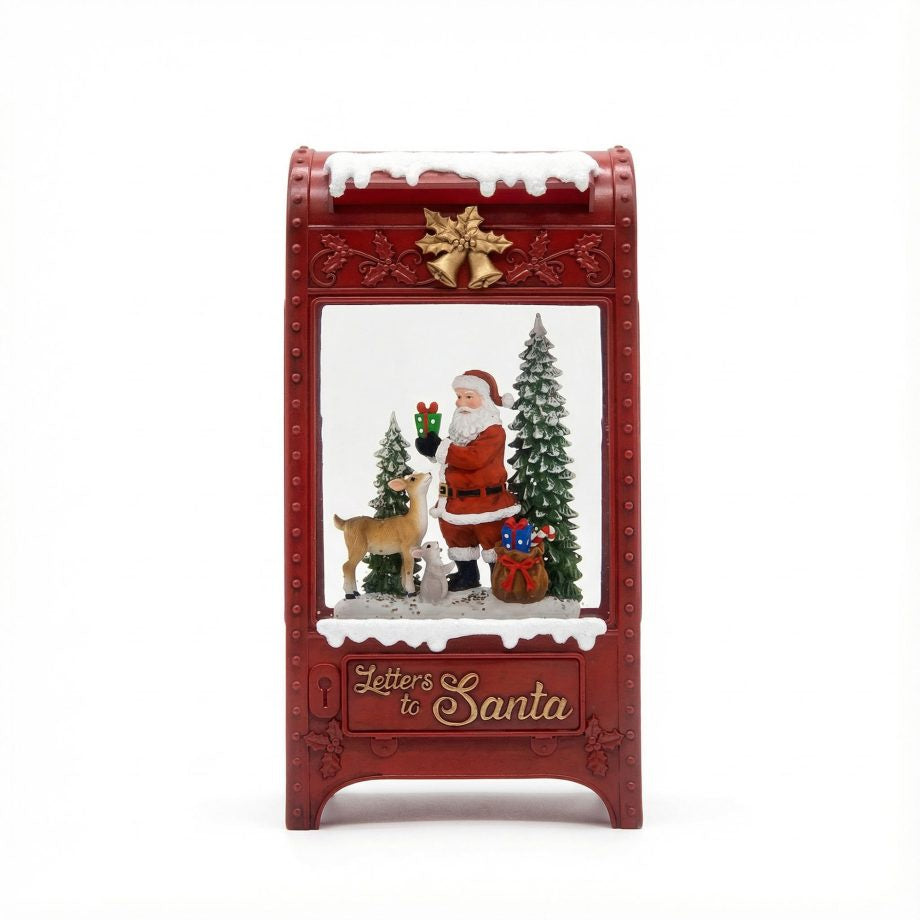 Letters to Santa Vintage Post Box Snowglobe