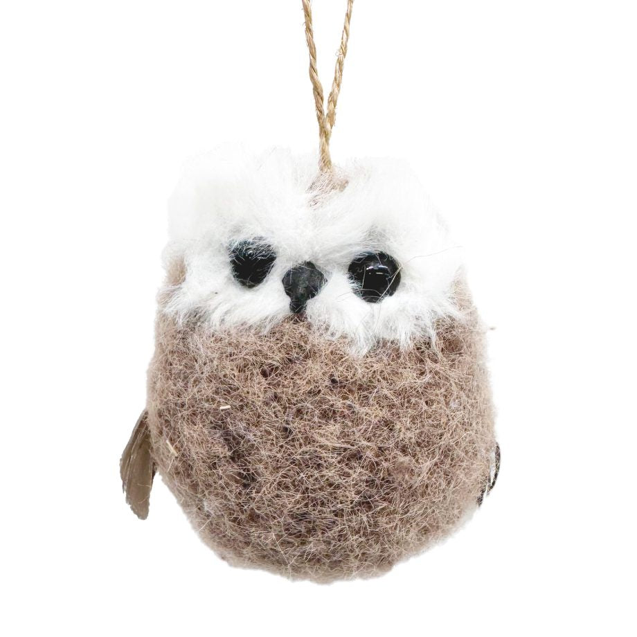 Fuzzy Woodland Owl Ornament