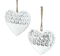 Vintage Whitewashed Metal Heart Ornament