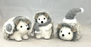 Fuzzy Grey & White Hedgehog