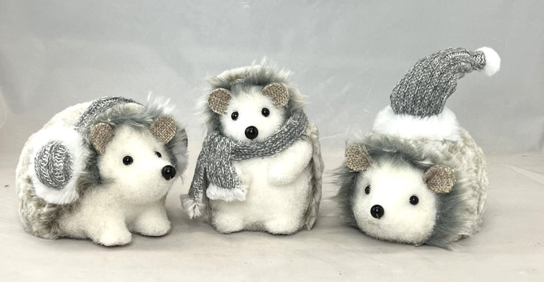 Fuzzy Grey & White Hedgehog