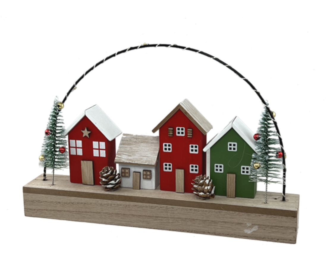 Charming Lit Wooden Village