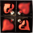 Petite Red Glass Heart Ornament Set