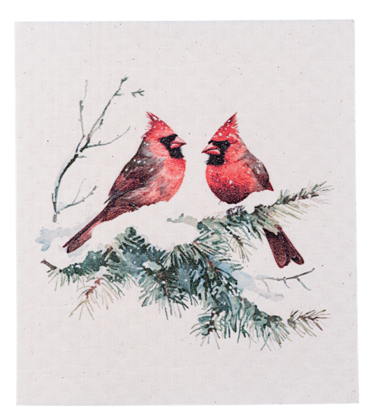 Winter Birds Reusable Sponge Cloth