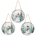 Vintage Snowman Wood Slice Ornaments