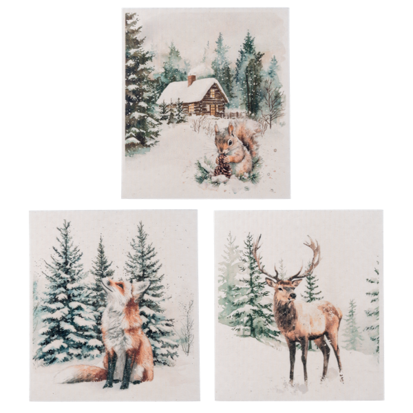 Woodland Winter Reusable Sponge Cloths