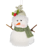 Load image into Gallery viewer, Soft Green Plush Snowman Ornament

