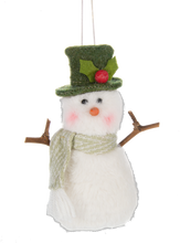 Load image into Gallery viewer, Soft Green Plush Snowman Ornament
