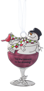 Drink & Be Merry Snowman Ornament