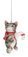 Load image into Gallery viewer, Candycane Cat Ornament
