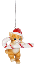 Candycane Cat Ornament