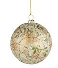 Vintage Floral Paper Covered Ball Ornament
