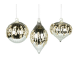 Silver Beaded Glass Ball Ornament