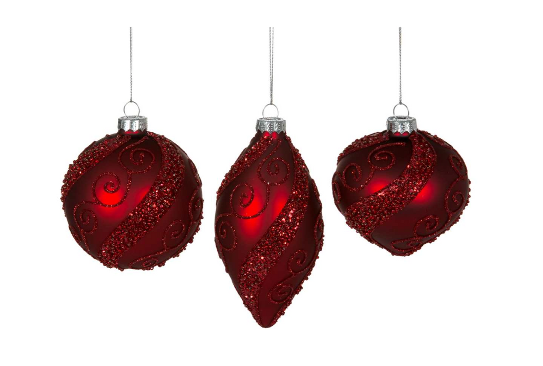 Sparkling Red Glass Ball Ornament