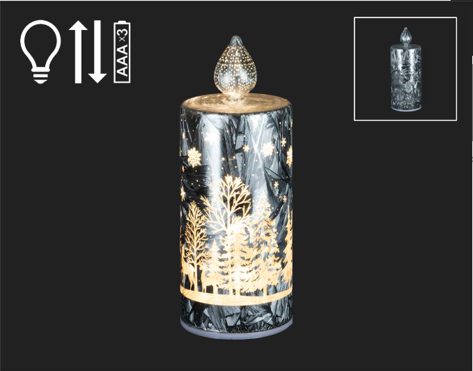 Silver Ice Rotating LED Candle