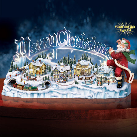 Thomas Kinkade Santa's Inspiration Moving Music Wonderland