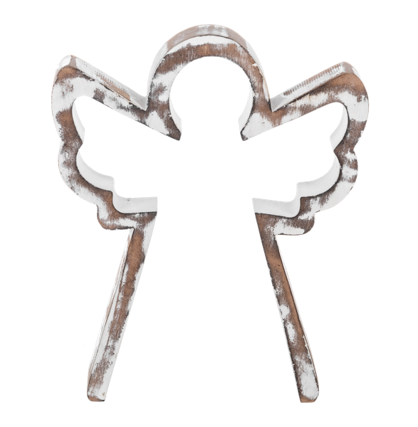 Nested White Washed Angel Set
