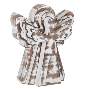 Nested White Washed Angel Set