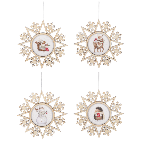 Vintage Woodland Snowflake Ornaments