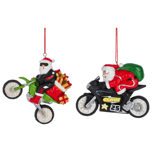 Santa On Motorcycle Ornament